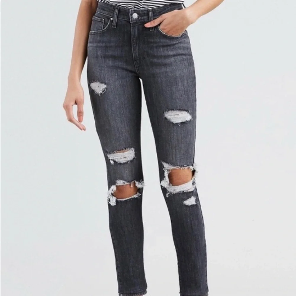 🛑 Levi’s 721 High Rise Skinny Jeans Gray - Picture 1 of 3